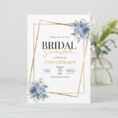 ロマンチック金ゴールドフレームフローラブライダルシャワー ミニマル 招待状 (スタンド正面)