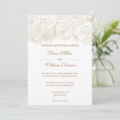 ロマンチック金ゴールドフローラモダン結婚バラ 招待状 (スタンド正面)