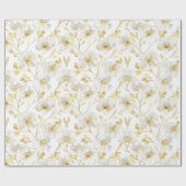 ロマンチック金ゴールドホワイトフローラブライダルシャワー ラッピングペーパー (フラット)