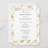 ロマンチック金ゴールドホワイトフローラブライダルシャワー 招待状 (正面)