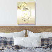 ロマンチック金ゴールドボウ&グリッター50th 結婚s キャンバスプリント (インサイチュ (寝室))