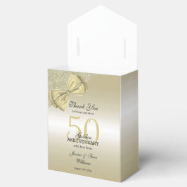 ロマンチック金ゴールドボウ&グリッター50th 結婚s フェイバーボックス