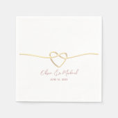 ロマンチック金ゴールドロープ結婚ハート スタンダードカクテルナプキン (正面)