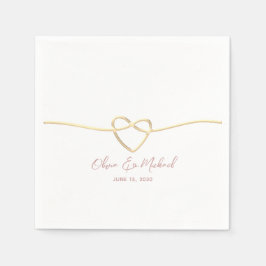 ロマンチック金ゴールドロープ結婚ハート スタンダードカクテルナプキン