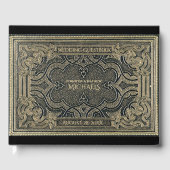 ロマンチック金ゴールドヴィンテージルックゲストブック ゲストブック (正面)