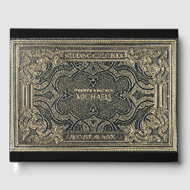 ロマンチック金ゴールドヴィンテージルックゲストブック ゲストブック