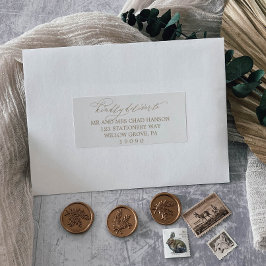 ロマンチック金ゴールド書道ゲスト住所 シール