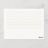 ロマンチック金ゴールド書道ネイビー結婚ブルーのレシピ ポストカード (裏面)