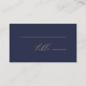 ロマンチック金ゴールド書道ネイビー結婚ブルー プレイスカード (正面)