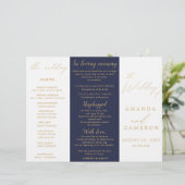 ロマンチック金ゴールド書道ネイビー結婚式 プログラム (スタンド正面)