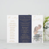 ロマンチック金ゴールド書道ネイビー結婚式 プログラム (スタンド正面)