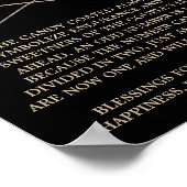 ロマンチック金ゴールド書道ブラック結婚ズボンボニエール ポスター (角)