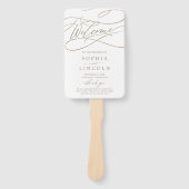 ロマンチック金ゴールド書道結婚式 プログラムファン ハンドファン (正面)