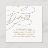 ロマンチック金ゴールド書道QRコード結婚の詳細 エンクロージャーカード (正面)