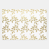 ロマンチック金ゴールド植物葉結婚の葉 ラッピングペーパーシート (正面)