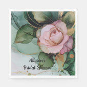 ロマンチック金ゴールド赤面ピンクローズフローラブライダルシャワー スタンダードランチョンナプキン (正面)