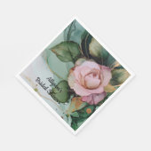 ロマンチック金ゴールド赤面ピンクローズフローラブライダルシャワー スタンダードランチョンナプキン (角)