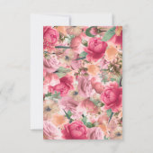 ロマンチック金ゴールド赤面ピンク結婚フローラ 出欠カード (裏面)