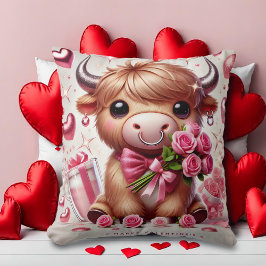 ロマンチック開花ハイランドカウバレンタイン クッション