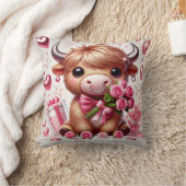 ロマンチック開花ハイランドカウバレンタイン クッション (ブランケット)