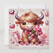 ロマンチック開花ハイランドカウバレンタイン シーズンカード (正面)