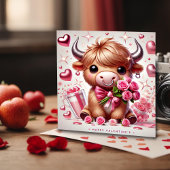 ロマンチック開花ハイランドカウバレンタイン シーズンカード