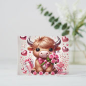 ロマンチック開花ハイランドカウバレンタイン シーズンポストカード (スタンド正面)