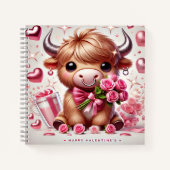 ロマンチック開花ハイランドカウバレンタイン ノートブック (正面)