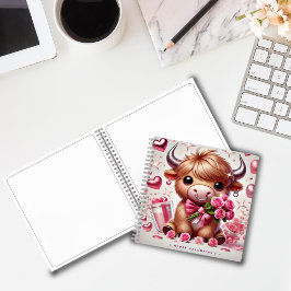 ロマンチック開花ハイランドカウバレンタイン ノートブック