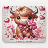 ロマンチック開花ハイランドカウバレンタイン マウスパッド (正面)
