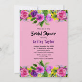 ロマンチック開花バラサマーフローラブライダルシャワー 招待状 (正面)