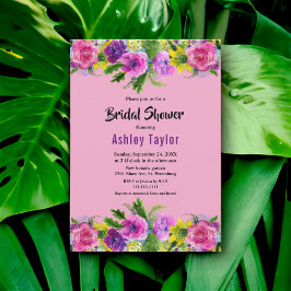 ロマンチック開花バラサマーフローラブライダルシャワー 招待状