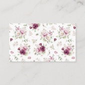 ロマンチック開花フローラ牡丹星形五角形RSVP 名刺 (裏面)