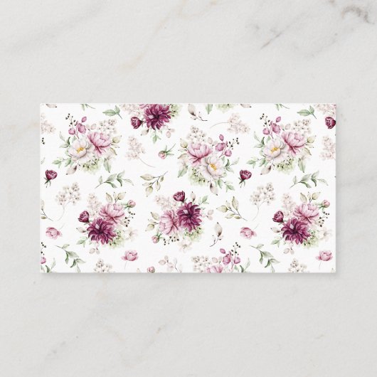 ロマンチック開花フローラ牡丹星形五角形RSVP 名刺 (裏面)