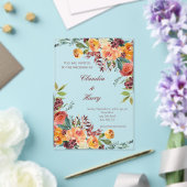 ロマンチック開花フローラ結婚カラフル アクリル招待状 (インサイチュ (ウェディング))