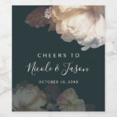 ロマンチック開花ラグジュアリー結婚フローラ ワインラベル (シングルラベル)