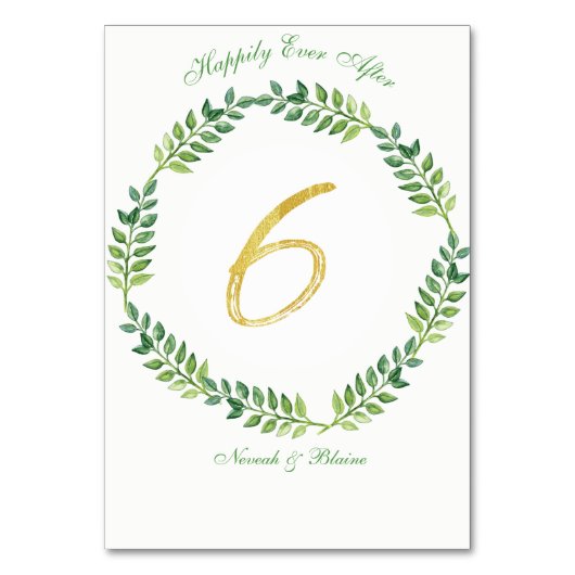 ロマンチック離れグリーン – のテーブルカー結婚ド6リング テーブルナンバー (正面)