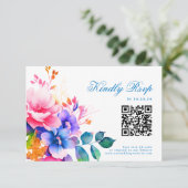 ロマンチック鮮やかレインボーフローラ結婚式RSVP QR 出欠カード (スタンド正面)