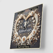 ロマンチック1周年記念紙ハート スクエア壁時計 (傾斜)