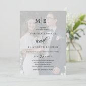 ロマンチック2枚の写真を重ね合わせるシックな結婚書道 招待状 (スタンド正面)