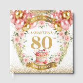 ロマンチック80th誕生日ゲストブック赤面バルーン ゲストブック (正面)