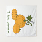 ロマンチック かわいい オレンジ色の かぼちゃの収穫 タペストリー (正面(横))