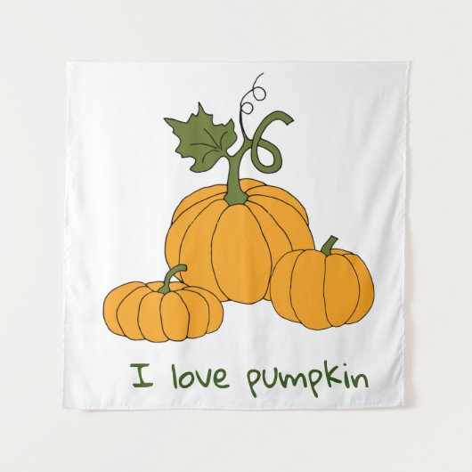 ロマンチック かわいい オレンジ色の かぼちゃの収穫 タペストリー (正面)