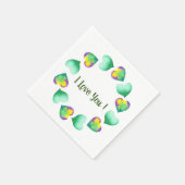 ロマンチック かわいい 水彩 緑 バレンタインデー スタンダードカクテルナプキン (角)