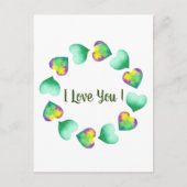 ロマンチック かわいい 水彩 緑 バレンタインデー ポストカード (正面)