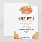 ロマンチック アブストラクト ローズ 50周年パーティー 招待状 (正面/裏面)