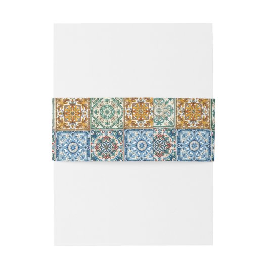 ロマンチック イタリアン タイル デスティネーション ウェディング RSVP 招待状ベリーバンド (裏面例)