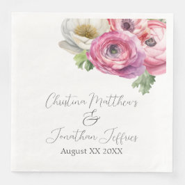 ロマンチック ウォーターカラー ピンク＆ホワイト ラナンキュラス