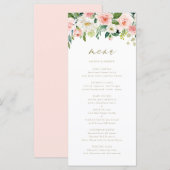 ロマンチック ウォーターカラー ピーチ フラワーズ ゴールド メニュー カード (正面/裏面)