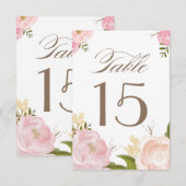 ロマンチック ウォーターカラー フラワーズ テーブル ナンバー カード (正面/裏面)